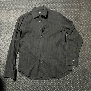 BOSS Men's Black Pinstripe Button-Down Dress Shirt
